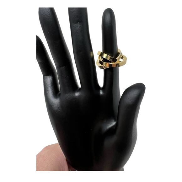 Vita Fede Cassio Rings Stackable Adjustable Pave Crystals Gold Plated 7.5 NEW - Picture 7 of 8
